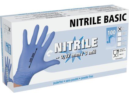 Rukavice veterinární Nitril Basic použití, 100ks, 3 mil.